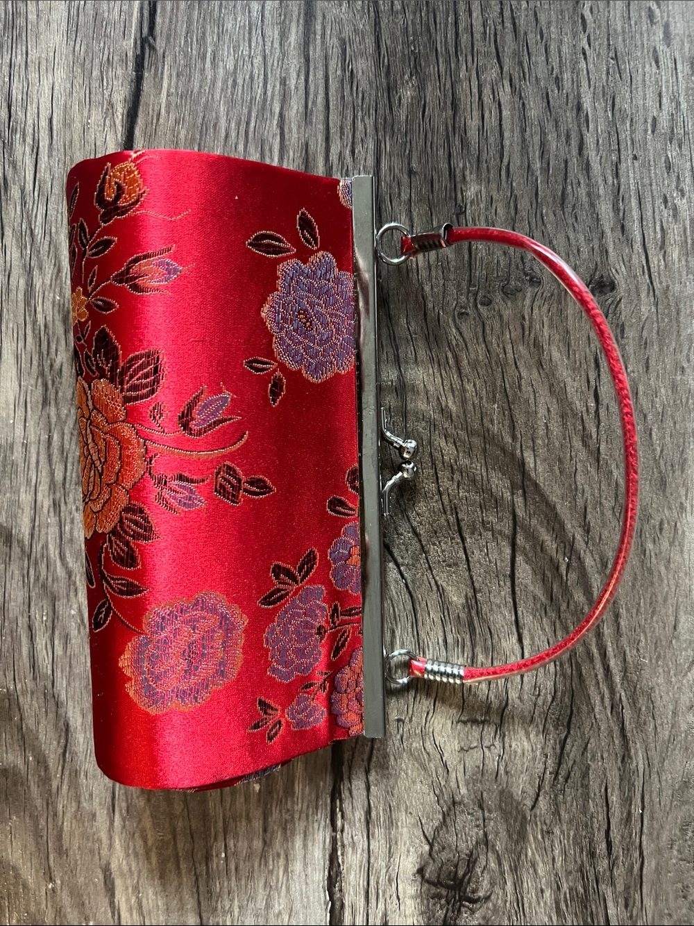 Vintage Red Satin Clutch